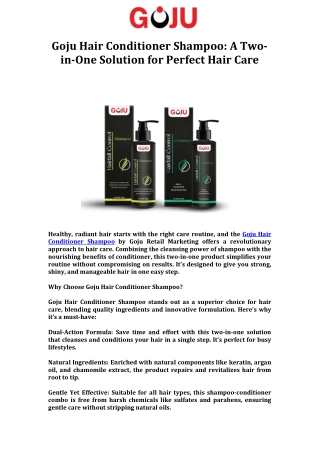 Goju Hair Conditioner Shampoo A Two-in-One Solution for Perfect Hair Care
