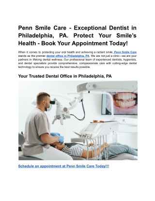 Penn Smile Care - Exceptional Dentist in Philadelphia, PA