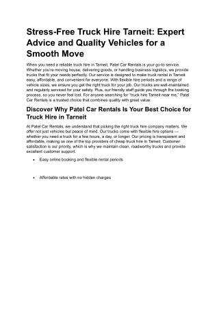 Tarneit Truck Hire Made Easy – Trucks Ready for Any Task by Patel Car Rentals