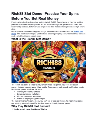 Rich88 Slot Demo