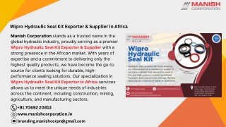 Wipro Hydraulic Seal Kit Exporter & Supplier in Africa