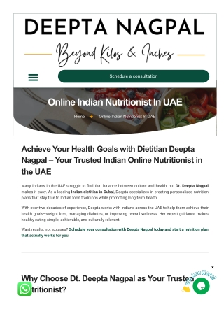 Online Indian Nutritionist in UAE