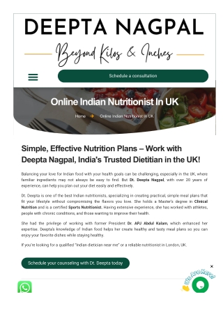 Online Indian Dietitian for UK