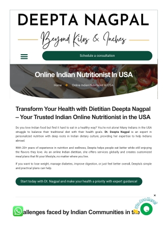 Online Indian Nutritionist for USA