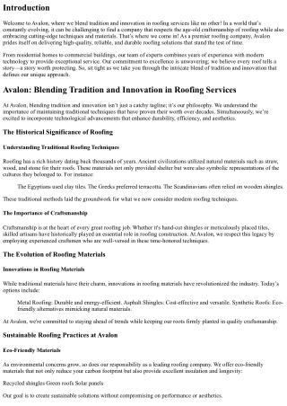 Avalon: Blending Tradition and Innovation in Roofing Services