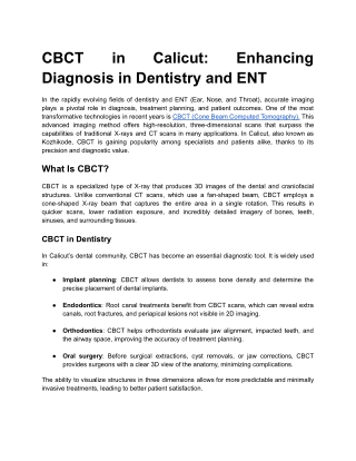 CBCT in Calicut_ Enhancing Diagnosis in Dentistry and ENT
