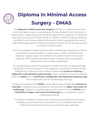 Diploma In Minimal Access Surgery - DMAS
