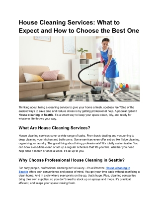 House Cleaning Services_ What to Expect and How to Choose the Best One