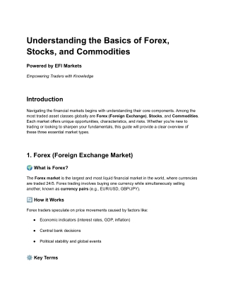 Understanding the Basics of Forex, Stocks, and Commodities
