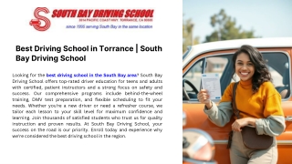 Best Driving School in Torrance  South Bay Driving School