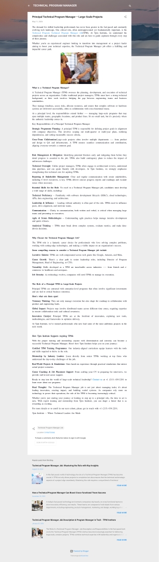 Technical Program Technical Program Manager Job