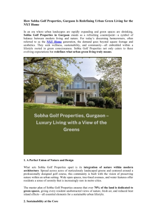 Sobha Golf Properties