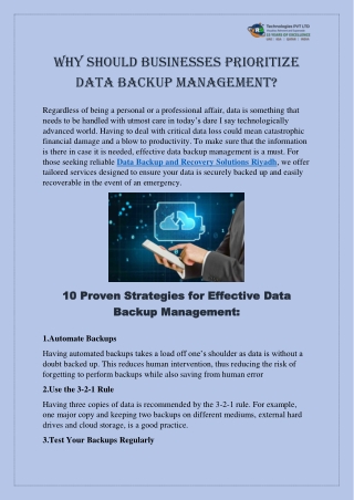 Why Should Businesses Prioritize Data Backup Management?