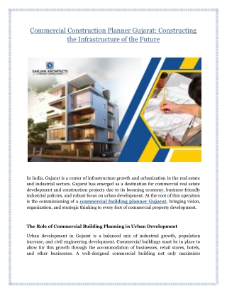 Commercial Construction Planner Gujarat: Constructing the Infrastructure of the