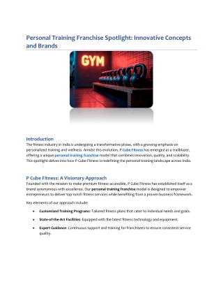 Personal Training Franchise Spotlight Innovative Concepts and Brands