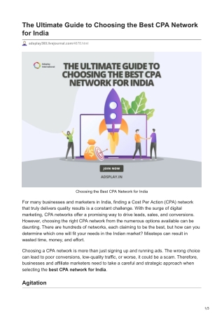 The Ultimate Guide to Choosing the Best CPA Network for India