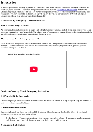 Exploring the Services Offered by Chubb Emergency Locksmiths