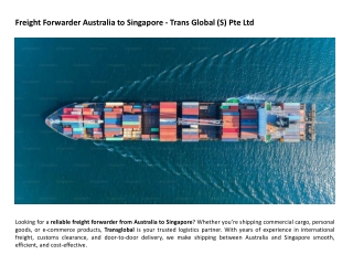 Freight Forwarder Australia to Singapore