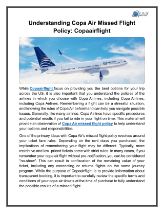 Understanding Copa Air Missed Flight Policy Copaairflight