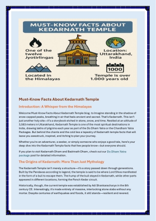 Must-Know Facts About Kedarnath Temple