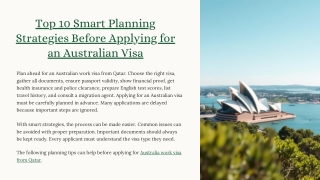 Top 10 Smart Planning Strategies Before Applying for an Australian Visa