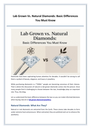 Lab Grown Vs Natural Diamonds - Basic Differences You Must Know