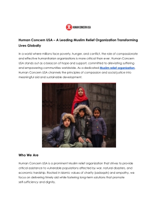Trusted Muslim Relief Organization Serving Humanity