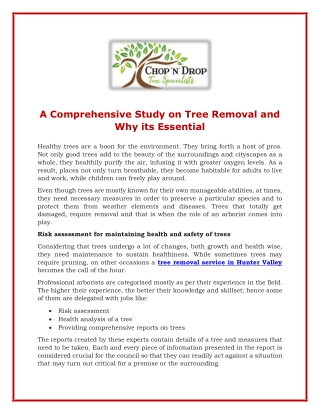 A Comprehensive Study on Tree Removal and Why its Essential