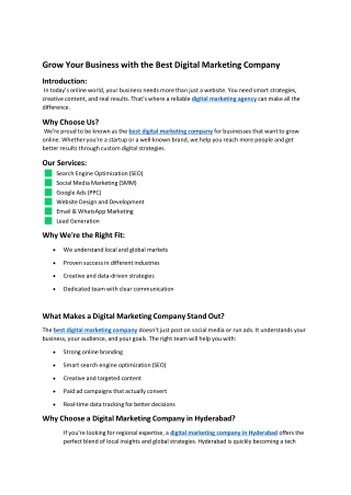 Grow Your Business with the Best Digital Marketing Company