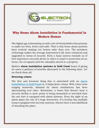 Why Home Alarm Installation Is Fundamental In Modern Homes