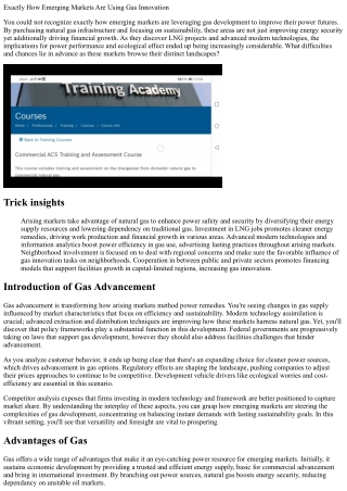 How Emerging Markets Are Using Gas Innovation