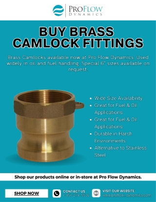 Buy Brass  Camlock Fittings - Proflow Dynamics