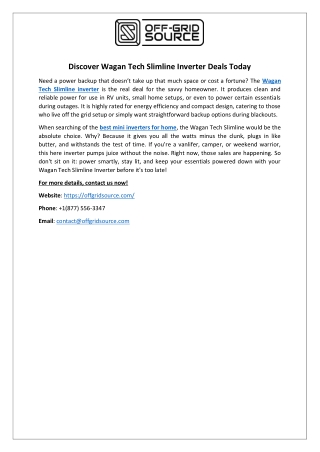 Discover Wagan Tech Slimline Inverter Deals Today