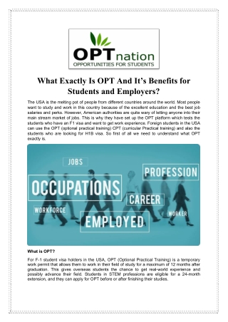 What Exactly Is OPT And It’s Benefits for Students and Employers
