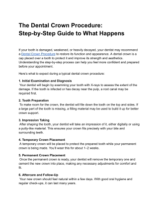 The Dental Crown Procedure_ Step-by-Step Guide to What Happens
