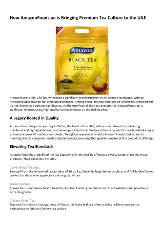 How AmazonFoods.ae is Bringing Premium Tea Culture to the UAE