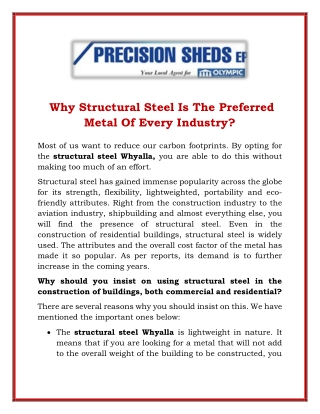 Why Structural Steel Is The Preferred Metal Of Every Industry