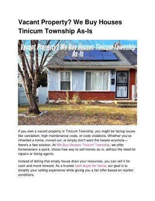 Vacant Property_ We Buy Houses Tinicum Township As-Is
