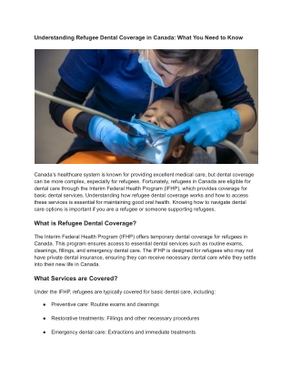 Understanding Refugee Dental Coverage in Canada_ What You Need to Know - Alphadentalclinic