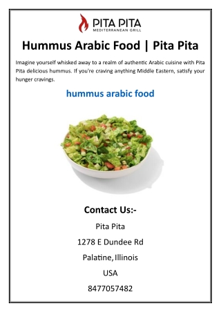 Hummus Arabic Food  Pita Pita