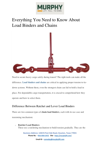 Everything You Need to Know About Load Binders and Chains