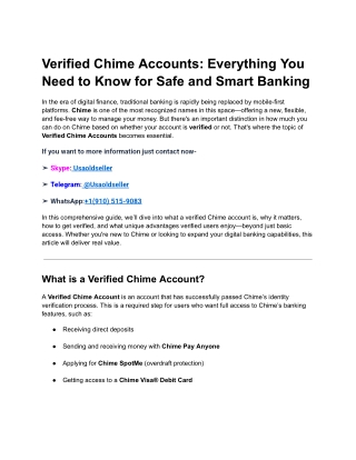 Verified Chime Accounts_ Everything You Need to Know for Safe and Smart Banking