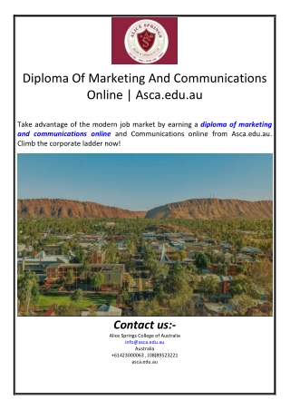 Diploma Of Marketing And Communications Online | Asca.edu.auTake advantage of th