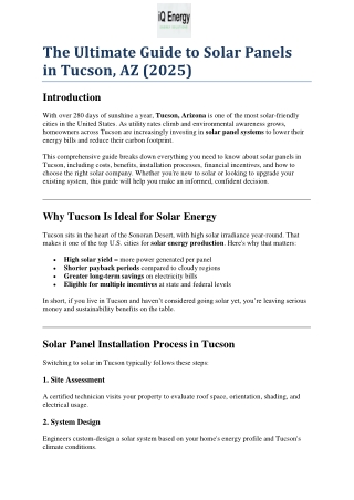 The Ultimate Guide to Solar Panels in Tucson, AZ (2025)