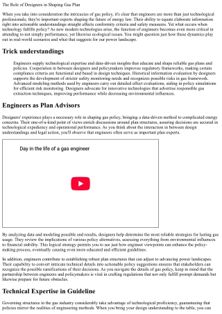 The Duty of Designers in Shaping Gas Plan