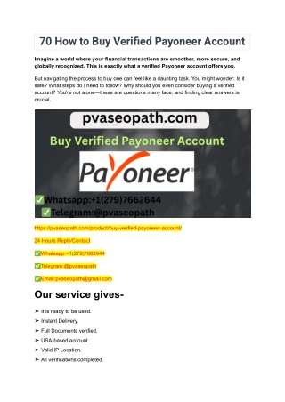 70 How to Buy Verified Payoneer Account