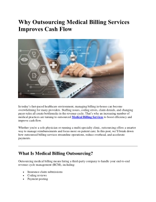 Why Outsourcing Medical Billing Services Improves Cash Flow
