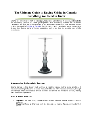 The Ultimate Guide to Buying Shisha in Canada: Everything You Need to Know