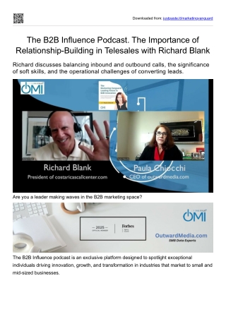 The B2B Influence Podcast. The Importance of Relationship-Building in Telesales with Richard Blank