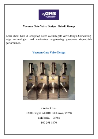 Vacuum Gate Valve Design Gnb-kl Group